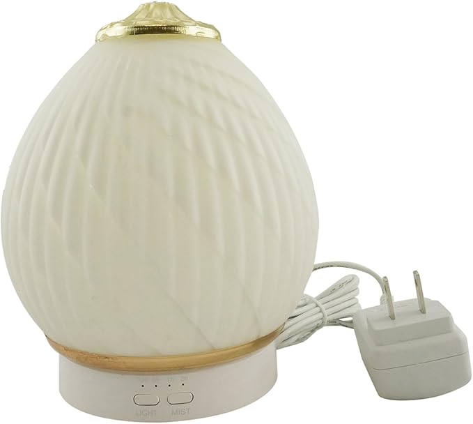 Aroma Diffuser Ultrasonic Essential Oil Aromatherapy Diffusers Stress Relaxing Ceramic Humidifier Adjustable Mist Mode Waterless Auto Shut-Off for Office Home Baby Study Yoga Spa White (Gold)