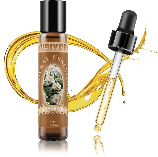 Jasmine Essential Oil 10ML - 100% Pure and Natural Therapeutic Grade Oils for Aromatherapy Diffuser - 0.34 Fl Oz/Jasmine
