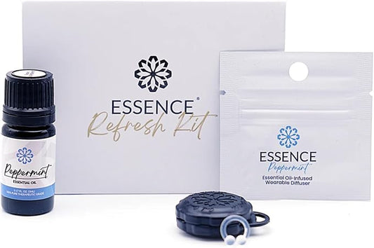 Essence Wearable Aromatherapy Nasal Diffuser – Peppermint Essential Oil Nose Ring Silicone Inhaler for Stress & Mood Support - Made in USA & Travel-Friendly