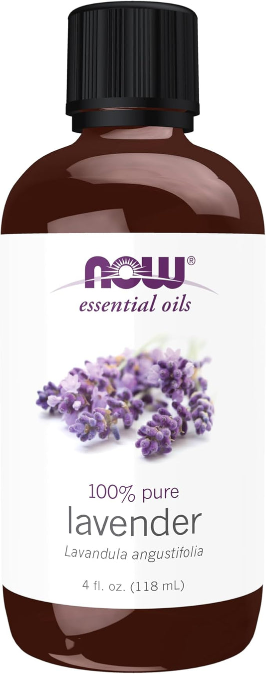 NOW Essential Oils, Lavender Oil, Soothing Aromatherapy Scent, Steam Distilled, 100% Pure, Vegan, Child Resistant Cap, 4-Ounce