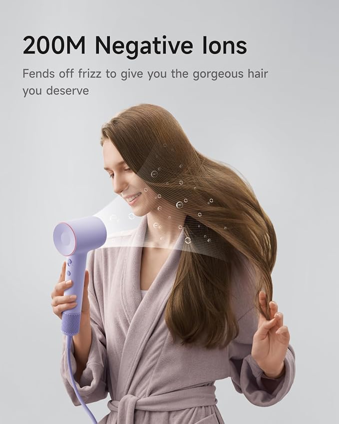 Laifen Hair Dryer SE 2, 200 Million Negative Ionic Blow Dryer with Child Mode and 108,000 RPM Brushless Motor, Fast Drying High-Speed Low Noise Hairdryer with Magnetic Attachments, HD130