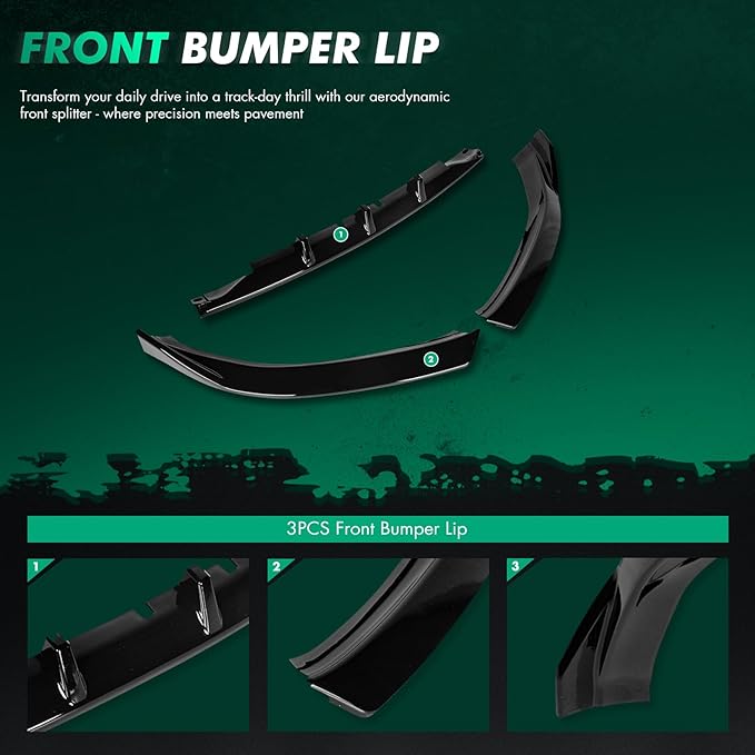 SCITOO Glossy Black Front Lip Spoiler Body Kit Compatible with 2008-2012 for Audi A5 Quattro 2010-2012 for Audi A5 Front Bumper Lip Splitter Chin Exterior Diffuser