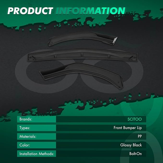 SCITOO Front Lip Spoiler Fits for 2020-2021 for Hyundai Sonata Glossy Black Front Bumper Lip