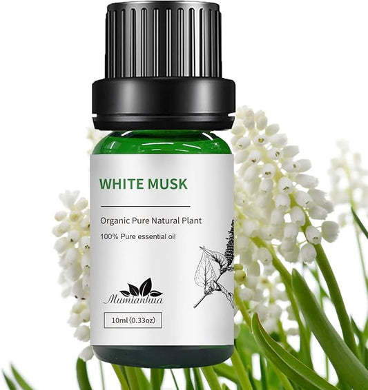 Mumianhua Pure White Musk Essential Oil - Therapeutic Grade Undiluted for Aromatherapy, Perfume Making & Skin Care, Vegan Musk Fragrance Oil 10ml