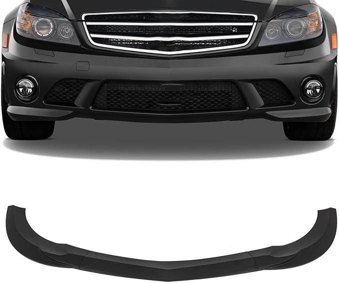 SCITOO Matte Black Front Bumper Lip GH Style Fits for 2008-2011 for Mercedes-Benz W204 C-Class PP Front Lip Spoiler