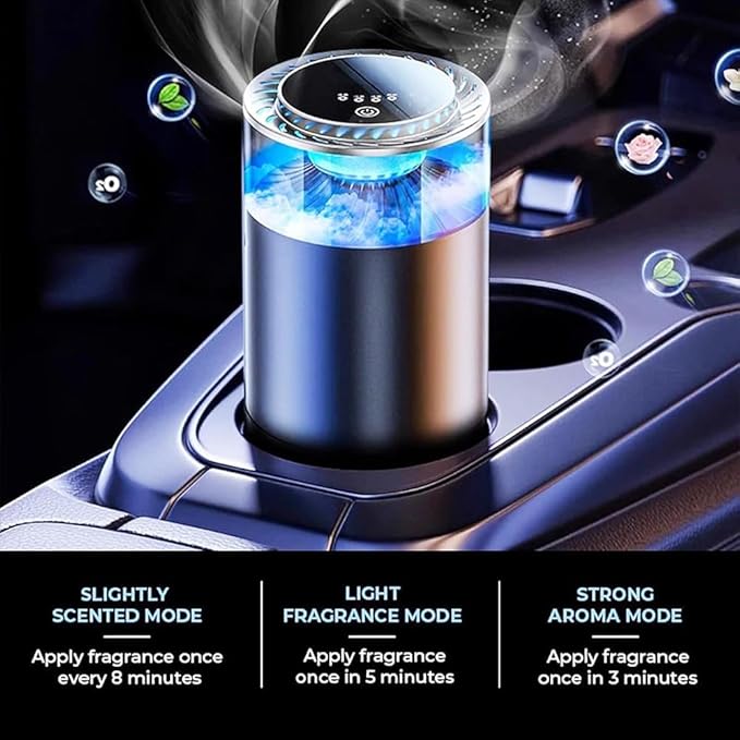 Spray Car Viewing Aromatherapy Diffuser, Long-Lasting Car Air Freshener Diffuser, Auto On/Off Intelligent Diffuser for Car, with 4 Adjustable Lights 3 Mist Level for Home Car (North Cedar Blossom)