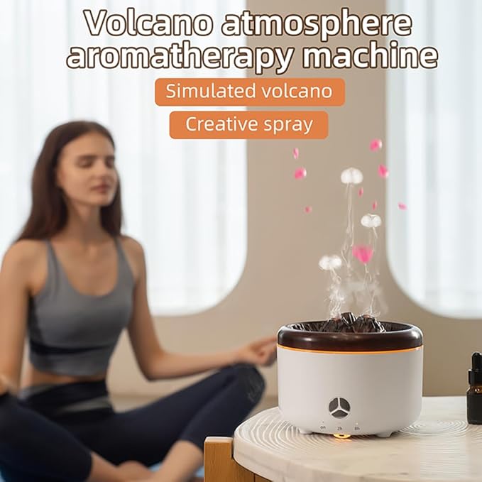 500ML Volcano Flame Diffuser,Essential Oil Diffusers for Home,Decorative Bedroom Aromatherapy Scent Air Diffuser Ultrasonic Aroma Defusers（Black）