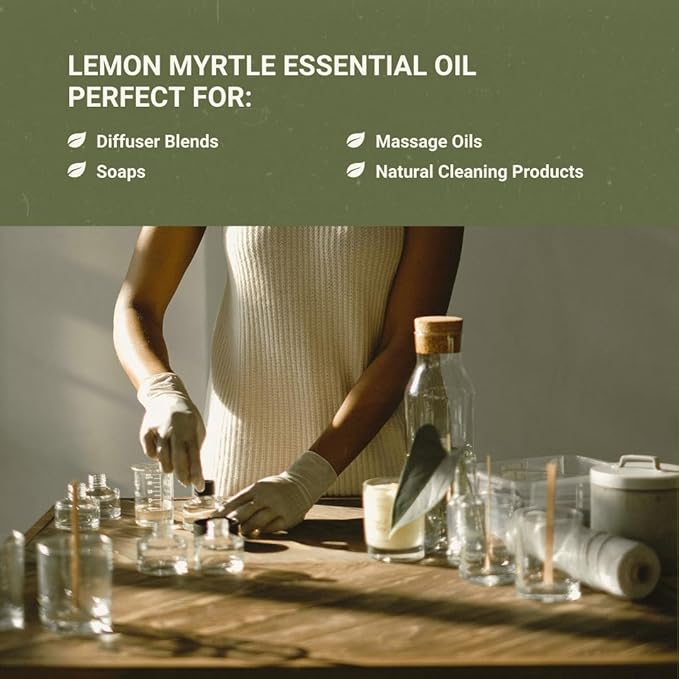 Lemon Myrtle Essential Oil - Experience an Invigorating, Fresh Citrus Aroma - Pure, Undiluted Therapeutic Grade Essential Oil - 5 ml