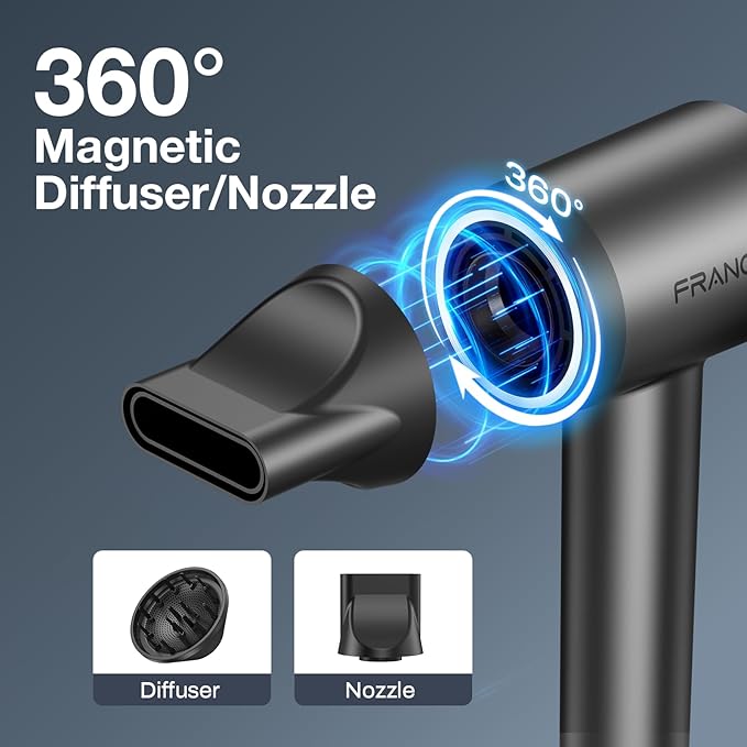 Hair Dryer for Women, Professional High-Speed & 200 Million Ionic Hairdryer, Fast-Drying Low Noise with Magnetic Diffuser & Nozzle, HD Display, Light and Quiet Hair Blow Dryer, Gifts for Men and Women