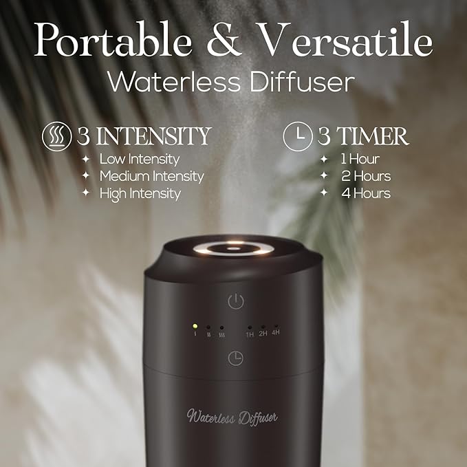 ARVIDSSON Waterless Diffuser for Essential Oil, Battery Operated Aromatherapy Diffuser, Waterless Essential Oil Diffuser, Wireless Scent Diffusers for Home, Car, Office