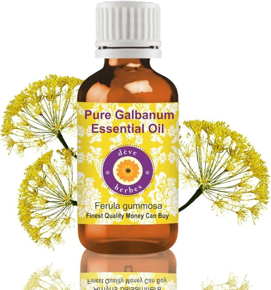 Deve Herbes Pure Galbanum Essential Oil (Ferula gummosa) 100% Natural Therapeutic Grade Steam Distilled for Personal Care 5ml (0.16 oz)