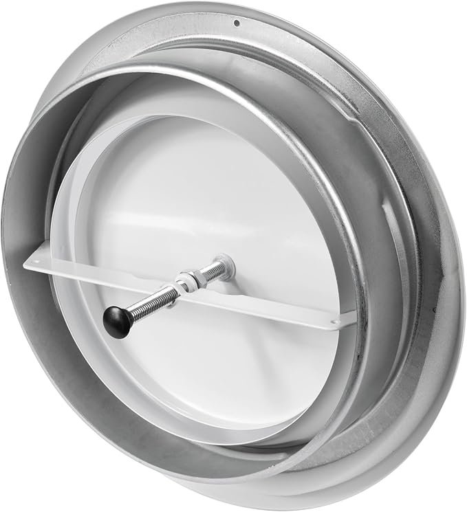 Repa Market ø8" Inch White Steel Exhaust Diffuser with Flange - Soffit Vent Grille - Adjustable Valve for Optimal Airflow - Quiet Duct Air Extraction - Indoor Ventilation - Round Duct Cover