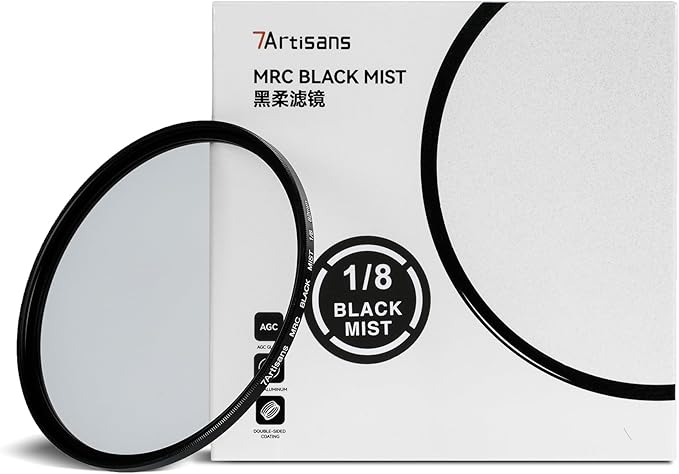 7artisans Black Mist Filter 1/8 Aluminum Alloy Natural Soft Diffuser Effect Dream Cinematic Effect Soft Focus Optical Glass Filter (46mm)