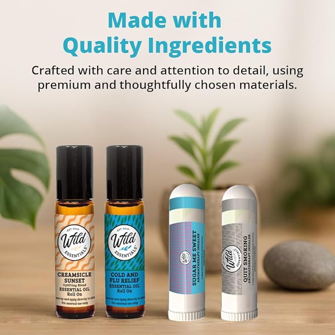 Wild Essentials Breathe Easier Essential Oil Blend 2 Pack – Roll-On & Aromatherapy Nasal Inhaler– Natural Relief for Congestion, Allergies & Clear Breathing
