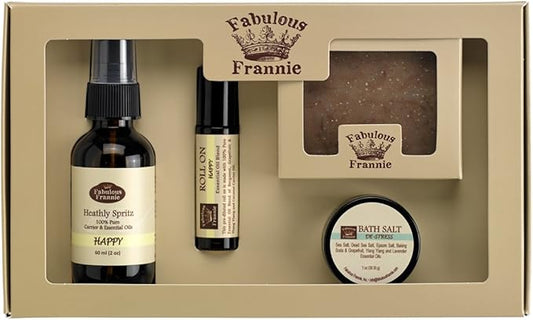Happy Wellness Kit - All Natural Ingredients and 100% Pure Essential Oils -Happy is a Perfect Blend of Bergamot, Grapefruit and Ylang Ylang 100% Pure, Essential Oils.
