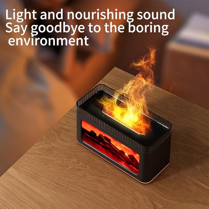Essential Oils Diffuser, 200ml Ultrasonic Aroma Diffusers with Cool Mist, Salt Lamp Aromatherapy Diffuser with Auto-Off Protection for Home, Office, Bedroom (Black - Fire)