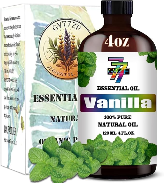 Vanilla Essential Oil - GV77ZF Vanilla Oils for diffusers,humidifiers,DIY Candles, soap, Cleaning, Home, Office, Yoga,Gifts - 4 fl oz (120 ml)