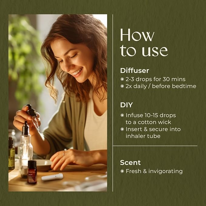 Gya Labs Breathe Essential Oil Blends - 100% Pure Natural Breathe Easy Essential Oils from Eucalyptus, Peppermint and More for Humidifier Cleaner (0.34 Fl Oz)