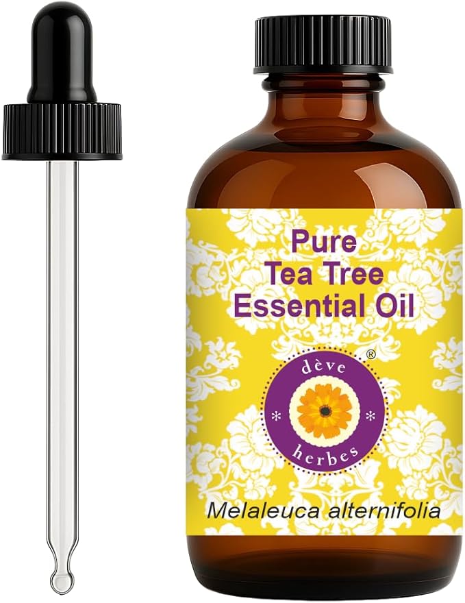 dève herbes Tea Tree Essential Oil (Melaleuca alternifolia) with Glass Dropper | Pure | Non-Sticky | Non-Greasy | Lightweight | Men & Women | All Skin Types | Steam Distilled 120ml (4 oz)