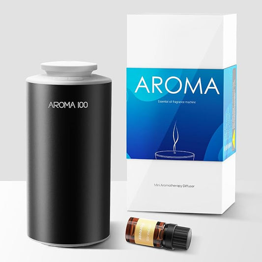 waterless Diffuser，Scent Aroma Fragrance Air Machine, Rechargeable Essential Oil Diffuser,car Diffuser air freshener，500sq.ft Coverage，Aromatherapy Diffuser for Rooms and Hotels (Black)