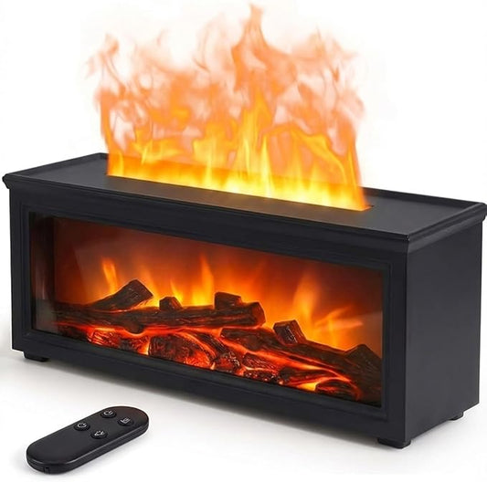 Essential Oil Diffuser, 7-Color Fireplace Fire Flame Aromatherapy Humidifier, 280ml Ultrasonic Aroma Diffuser Cozy Gift with Time Sets and Remote Control for Bedroom Home Yoga Office
