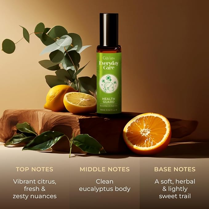 Gya Labs Health Guard Essential Oil Roll On - 0.34 Fl Oz - Travel Size Roller for Camping, Skin, Aromatherapy Relief, Convenience