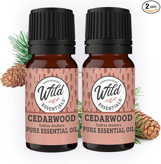 Wild Essentials Cedarwood 100% Pure Essential Oil 2 Pack - 10ml, Therapeutic Grade, Made and Bottled in The USA, Calming, Grounding