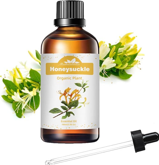 Honeysuckle Essential Oil, Mumianhua Pure Honeysuckle Scent Oil, for Soothing, Reed Diffuser & Romantic Perfume, Calming Floral Aroma for Pillow Mist & DIY, Candle Making 3.38 Fl Oz