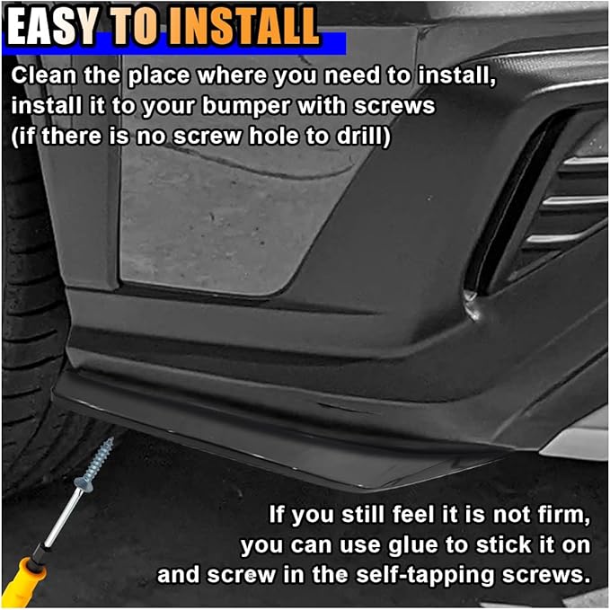 2PCS Universal Car Rear Bumper Lip Splitter Canard Diffuser - Side Fin Fenders Skirt Protector Exterior Decoration Trim for Car (Black)