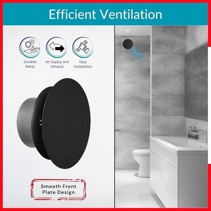 4 inch Black/Anthracite Metal Diffuser - Adjustable Vent for Wall - Ceiling Duct Cover with Front Plate - Universal Valve for Exhaust an Supply Air - Round Ventilation Covers