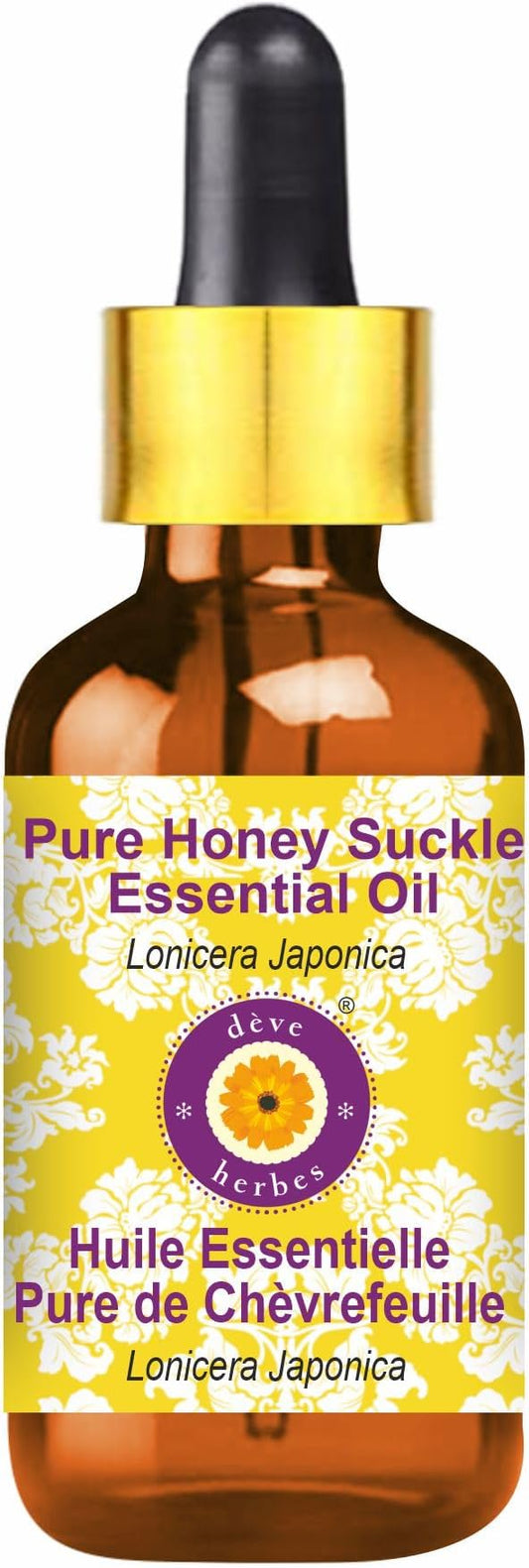 Deve Herbes Pure Honey Suckle Essential Oil (Lonicera Japonica) with Glass Dropper Steam Distilled 15ml(0.5oz)