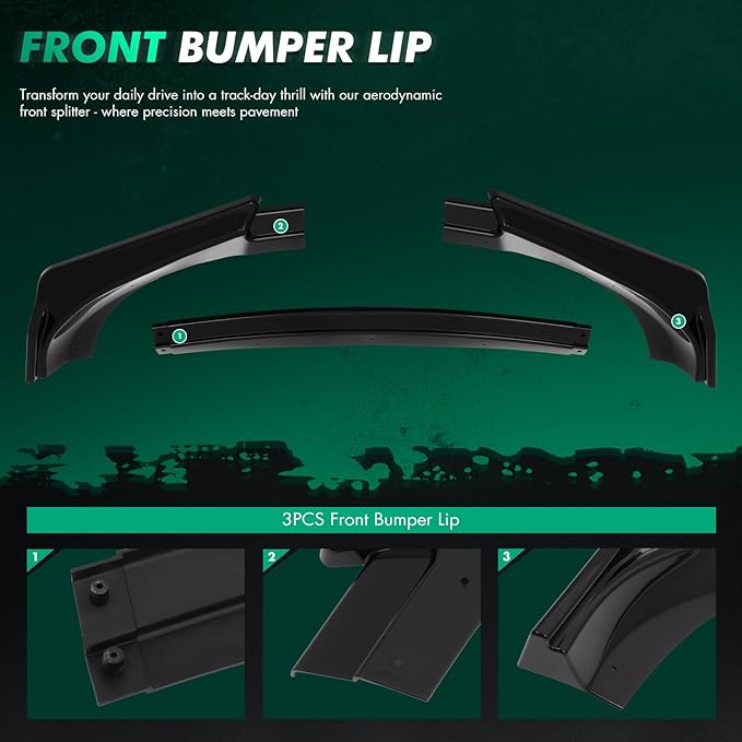 SCITOO Matte Black Front Lip Spoiler Body Kit Compatible with 2013-2016 for Hyundai for Genesis Coupe Front Bumper Lip Splitter Chin Exterior Diffuser