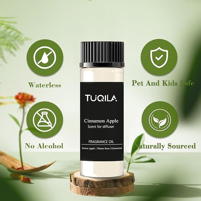 Essential Scent Oil Cinnamon pples 20ML Sampler Waterless Diffuser Oil for Cold Air Diffusers, Luxury Home Fragrance Oils, Aromatherapy Oils for Spa, Office, Long-Lasting Refill