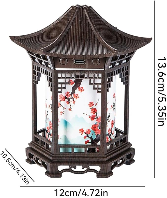 Zen Pavilion Lantern Aroma Diffuser & Night Light - 2-in-1 160ml Essential Oil Diffuser with 2 Mist Modes - Japanese Style Zen Garden Humidifier for Yoga, Meditation, Spa & Sleep (Dark Wood Color)