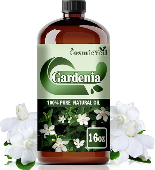 Gardenia Essential Oil Gardenia Oil for Aroma Diffuser,Humidifier,Home Fragrance,Cleaning,Body Care,Massage,Yoga,DIY Candle,DIY Soap CosmicVeil（Gardenia，16 Fl Oz (Pack of 1)）