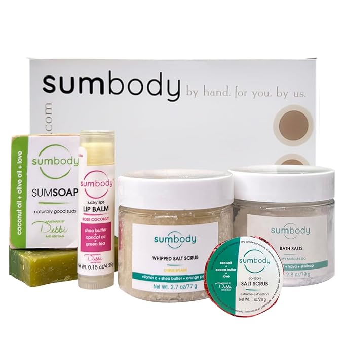 Sumbody USA Made Mini Self Care Gift Set - (6pcs) Men Women Teens All Natural Aromatherapy Body Care Set Skin Care Box, Spa Baskets, Relaxation, Pampering, Mothers Day Graduation Teacher Appreciation