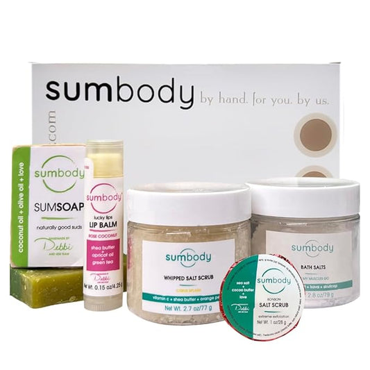 Sumbody USA Made Mini Self Care Gift Set - (6pcs) Men Women Teens All Natural Aromatherapy Body Care Set Skin Care Box, Spa Baskets, Relaxation, Pampering, Mothers Day Graduation Teacher Appreciation