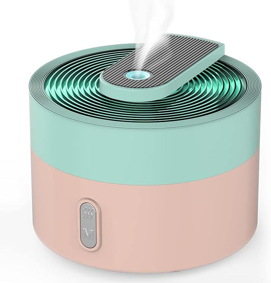 DAROMA Aromatherapy Diffuser, 220ML Cool Mist Humidifier, 7 Color Lights, 2 Mist Modes, Whisper-Quiet, USB Type-C Charger, Cyan-Pink