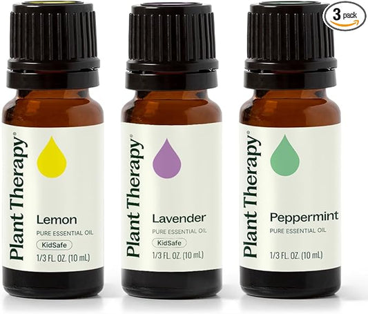 Plant Therapy Lemon, Lavender and Peppermint Essential Oil Set 10 mL (1/3 oz) 100% Pure, Undiluted, Therapeutic Grade