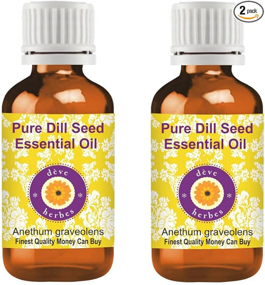 dève herbes Dill Seed Essential Oil (Anethum graveolens) Pure | Non-Sticky | Non-Greasy | Lightweight | Men & Women | All Skin Types | Steam Distilled 30ml X 2 (2 oz)
