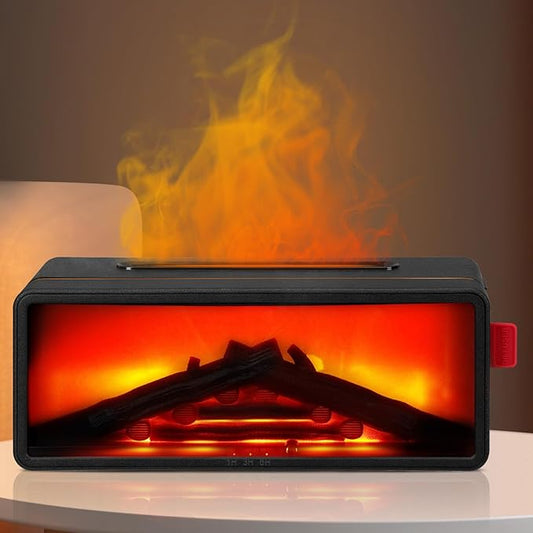 LINGSFIRE Fireplace Diffuser, 7 Colors Flame Humidifier Fireplace Humidifier with Timer Aromatherapy Air Diffuser for Bedroom, Office, Yoga Studio