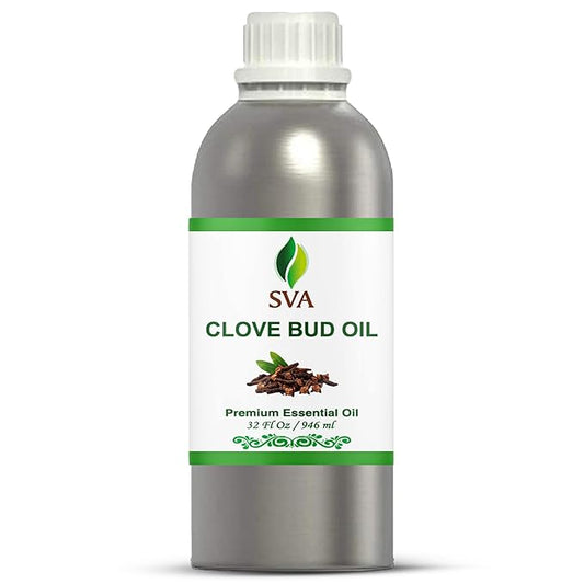 SVA Clove Bud Essential Oil – 32 Fl Oz – 100% Natural Clove Bud Oil - for Diffuser, Hair Care, Face, Skin Care, Aromatherapy, Scalp and Body Massage, Soap and Candle Making