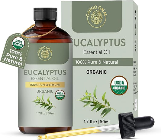 Eucalyptus Essential Oil | USDA Certified Organic Eucalyptus Oil | Ideal for Aromatherapy Skin and Hair | for Diffuser & DIY Uses | 1.7 fl. Oz