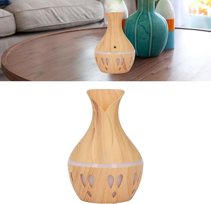 Jeanoko 300ml Essential Oil Diffuser, Wood Grain Aromatherapy Diffuser 7 Colors LED Low Noise Mist Humidifier USB Powered for Home Bedroom Study Room Office Car