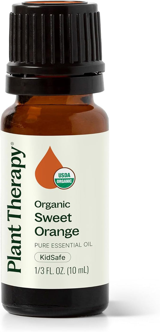 Plant Therapy Organic Sweet Orange Essential Oil, 10 mL (1/3 oz), 100% Pure, USDA Certified Organic, Undiluted, Bright and Refreshing Scent