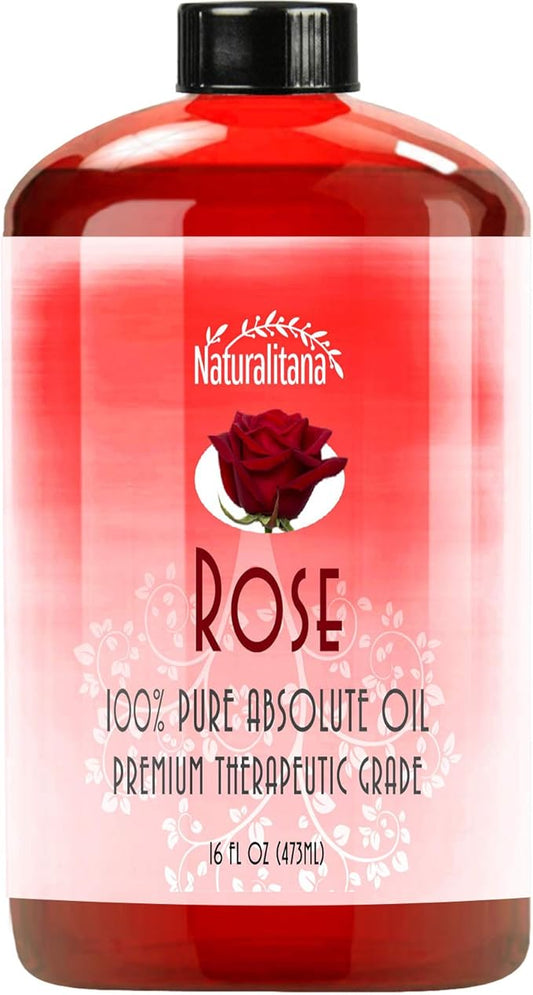 Naturalitana 16oz Rose Essential Oil for Aromatherapy, Diffuser, Soap, Bath Bombs, Candle & Soap Making