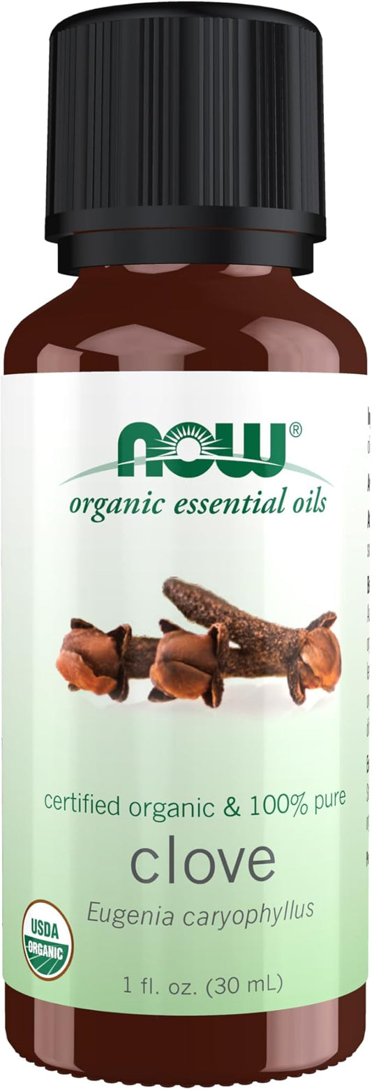 NOW Essential Oils, Organic Clove Oil, Balancing Aromatherapy Scent, Steam Distilled, 100% Pure, Vegan, Child Resistant Cap, 1-Ounce
