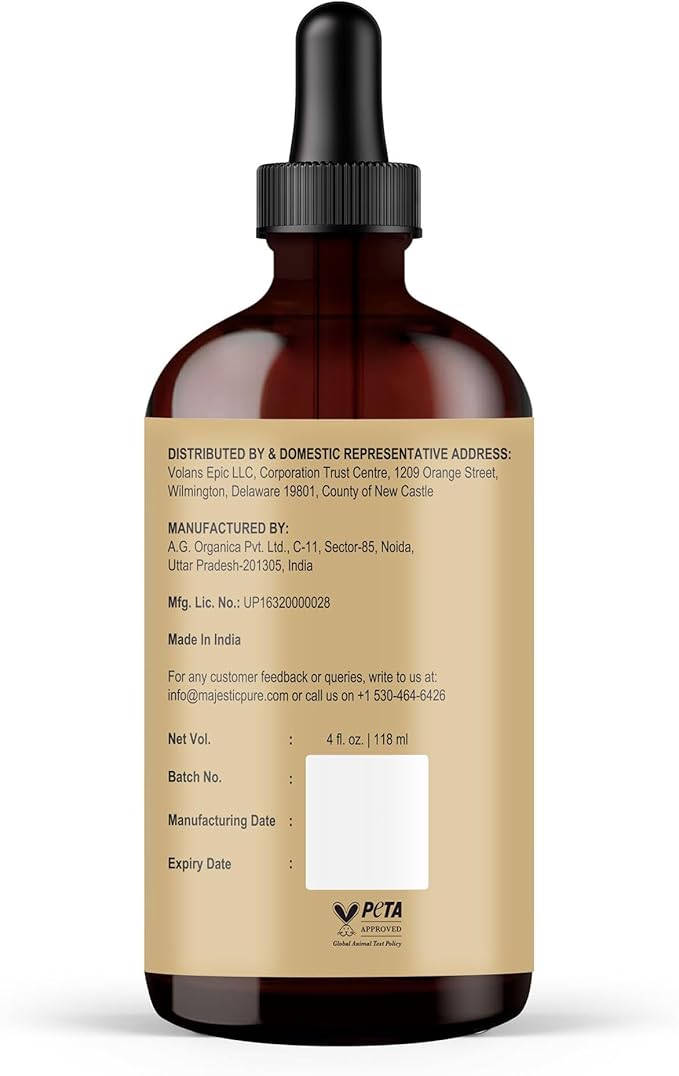 Majestic Pure Batana Oil for Hair & Scalp Nourishment, Strengthening, Nourishing, Voluminizing - Non GMO Verified, 4 Fl Oz