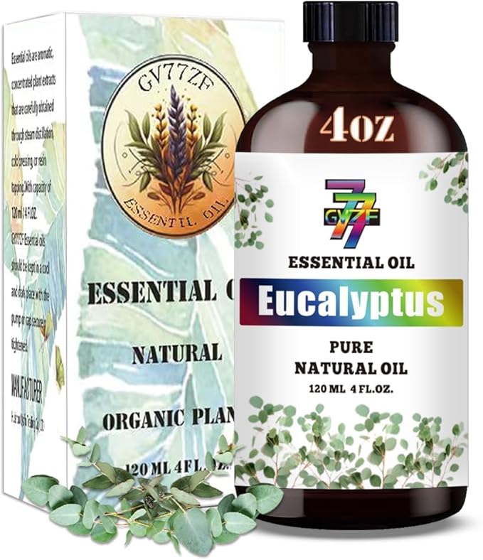 Eucalyptus Essential Oil - GV77ZF Eucalyptus Oils for Diffusers, Humidifiers, DIY Candles, Soap, Cleaning, Home, Office, Yoga, Massage, Gifts - 4 fl oz (120 ml)