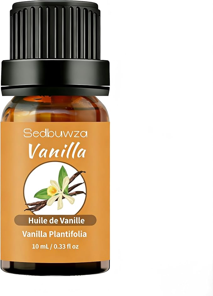 Sedbuwza Vanilla Essential Oil, Pure Organic Vanilla Fragrance Oil for Diffuser, Humidifier, Soap, Candle, Perfume